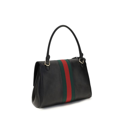 Medium Handbag by Gucci for women in bos taurus calf leather black, green, red, signature & striped presents a ornamental silhouette, showcasing a secure snap, zipper, magnetic & button, ample , and versatile shoulder-strap & adjustable-strap for a ornamental finish.