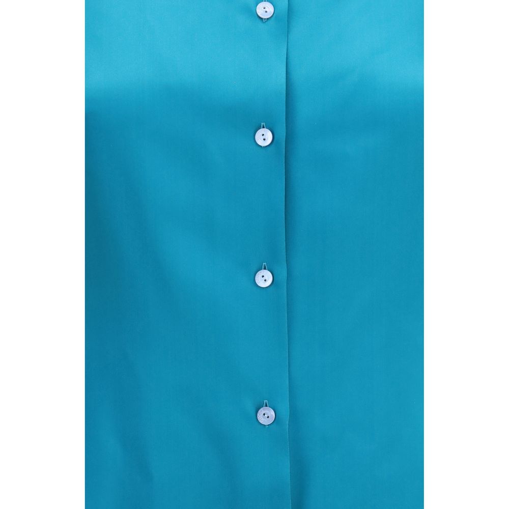 Dress Shirt by Gucci for women in silk satin blue, featuring a nuanced and nuanced for a sophisticated finish.