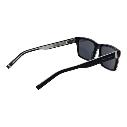 Sunglasses by Tommy Hilfiger for men in blue features an lustrous rectangle full-rim frame design with blue coloured frame detailing and non-polarized category-3-dark-tint lens for a lustrous aesthetic.