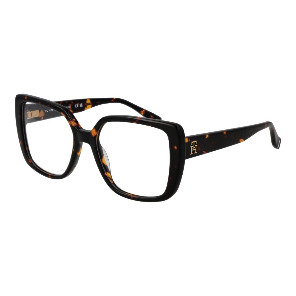 Eyeglasses Frames by Tommy Hilfiger for women in acetate brown showcases a reflective silhouette, artfully incorporating a sophisticated brown coloured frame with a distinct full-frame frame design.