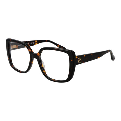 Eyeglasses Frames by Tommy Hilfiger for women in acetate brown showcases a reflective silhouette, artfully incorporating a sophisticated brown coloured frame with a distinct full-frame frame design.