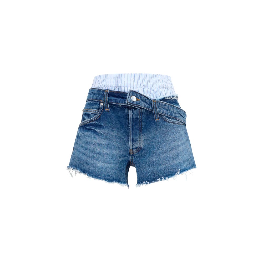 Denim Shorts by Alexander Wang for women in denim cotton blue features an unrivaled comfort regular-fit and short with an unrivaled comfort low mid rise.