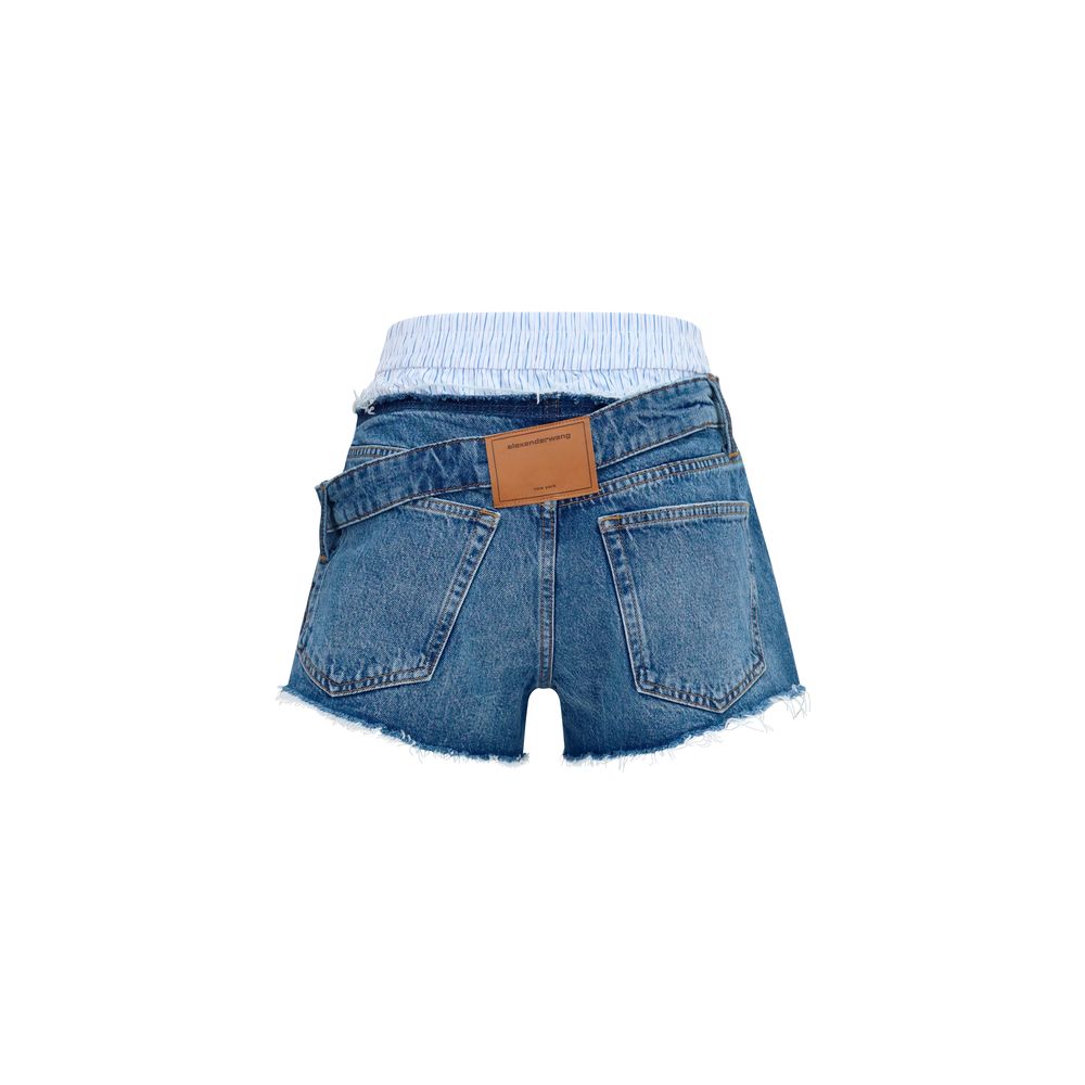 Denim Shorts by Alexander Wang for women in denim cotton blue features an magnificent silhouette, showcasing a magnificent regular-fit with a short and low mid rise for a premium, sophisticated aesthetic.