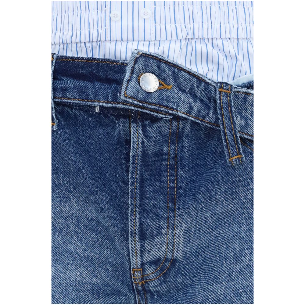 Denim Shorts by Alexander Wang for women in denim cotton blue presents a utilitarian silhouette, showcasing a utilitarian regular-fit with a short and low mid rise.