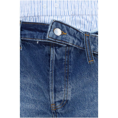 Denim Shorts by Alexander Wang for women in denim cotton blue presents a utilitarian silhouette, showcasing a utilitarian regular-fit with a short and low mid rise.