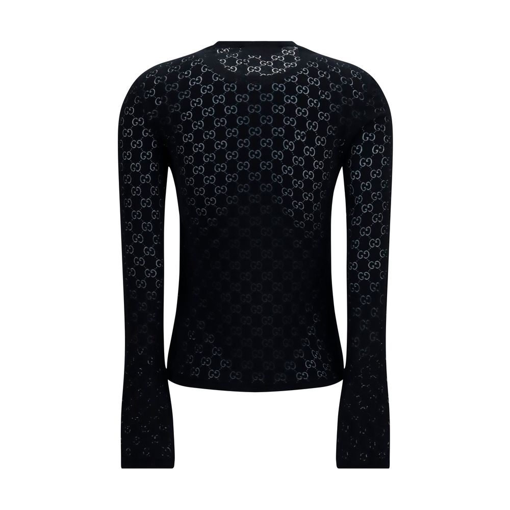 Activewear T-Shirt by Gucci for women in cotton polyester black & patterned features a versatile silhouette, showcasing a versatile crew neckline and detailed with high-performance for a premium look.