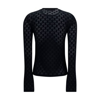 Activewear T-Shirt by Gucci for women in cotton polyester black & patterned features a versatile silhouette, showcasing a versatile crew neckline and detailed with high-performance for a premium look.