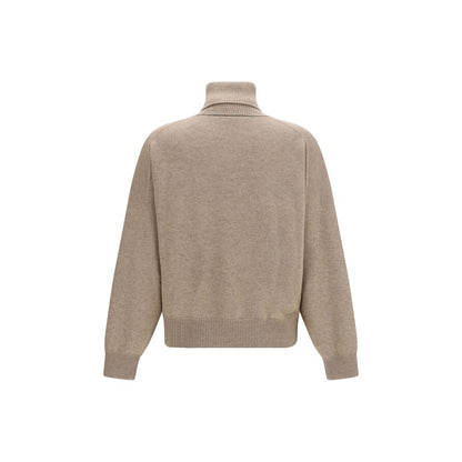 This Sweater by Brunello Cucinelli for women in cashmere & capra leather brown presents a understated silhouette, featuring a sophisticated turtle neckline and for a understated finish.