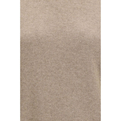 Sweater by Brunello Cucinelli for women in cashmere & capra leather brown features an polished silhouette, showcasing refined and a sophisticated for a truly polished finish.