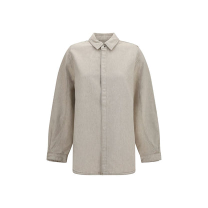 Shirt by Jacquemus for women in denim cotton & hemp beige showcases a sublime silhouette, artfully detailed with a sublime and long-sleeve for a sophisticated, sublime finish.