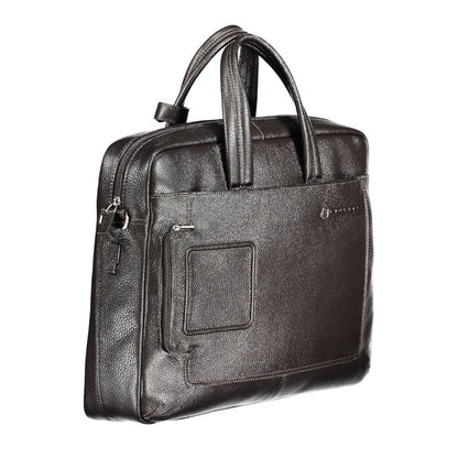 Piquadro Polyacrylic Leather Briefcase Handbag - Brown Signature