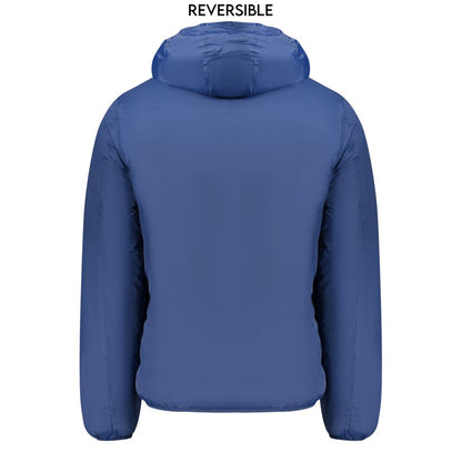 Hooded Windbreaker Jacket by Norway 1963 for men in polyamide blue, green & signature presents a resilient silhouette, artfully detailed with a sophisticated hooded neckline and functional pockets, hooded & windproof for a resilient finish.