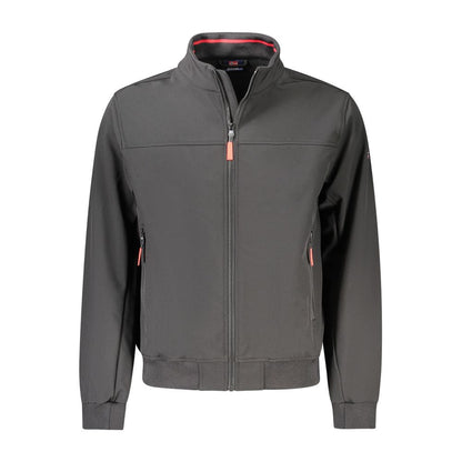 Norway 1963 Explorer Men's Softshell Fleeced Stretch Polyester Windbreaker Jacket - Black