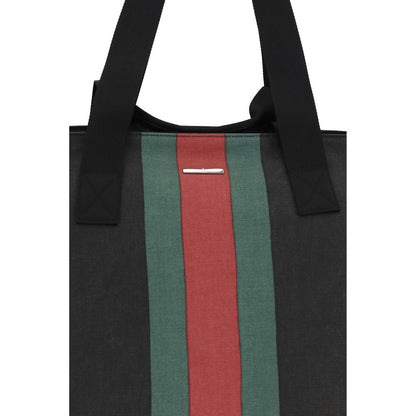 Tote Shoulder Bag by Gucci for men in cotton black & striped features a distinguished silhouette, showcasing a secure snap & button and distinguished with versatile handle for a distinguished finish.