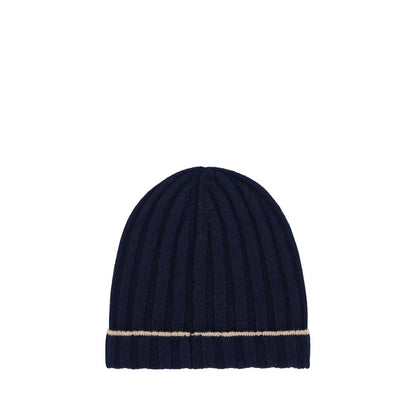 Beanie Hat by Brunello Cucinelli for men in cashmere & capra leather blue features a distinguished knit construction, showcasing the sophisticated silhouette and distinguished finish of the Cashmere & Capra Leather Beanie Hat.
