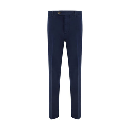 Casual Pants by Brunello Cucinelli for men in cotton blue & patterned presents a tailored silhouette, showcasing a tailored regular-fit and long cut with a refined for a truly tailored aesthetic.