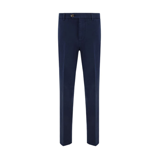 Casual Pants by Brunello Cucinelli for men in cotton blue & patterned presents a tailored silhouette, showcasing a tailored regular-fit and long cut with a refined for a truly tailored aesthetic.