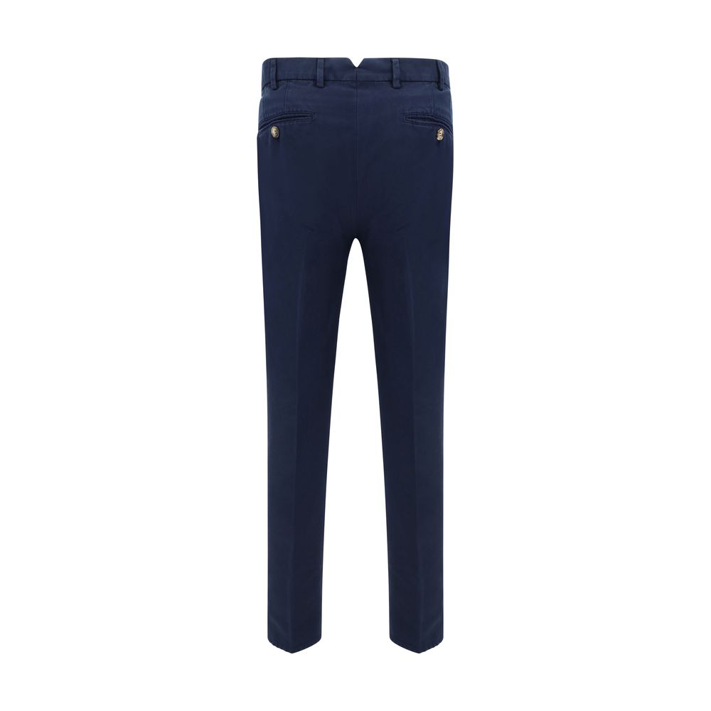 Casual Pants by Brunello Cucinelli for men in cotton blue & patterned features an sartorial regular-fit and long with a cut for a sartorial finish.