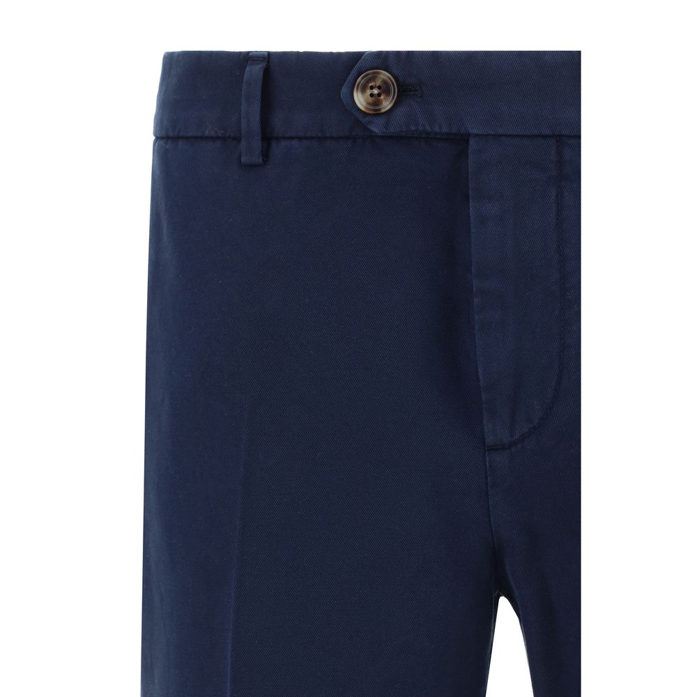 Casual Pants by Brunello Cucinelli for men in cotton blue & patterned features a refined silhouette with a refined regular-fit, defined by a and a refined long for a refined finish.