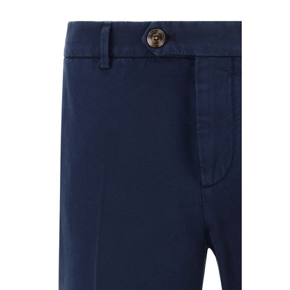 Casual Pants by Brunello Cucinelli for men in cotton blue & patterned features a refined silhouette with a refined regular-fit, defined by a and a refined long for a refined finish.
