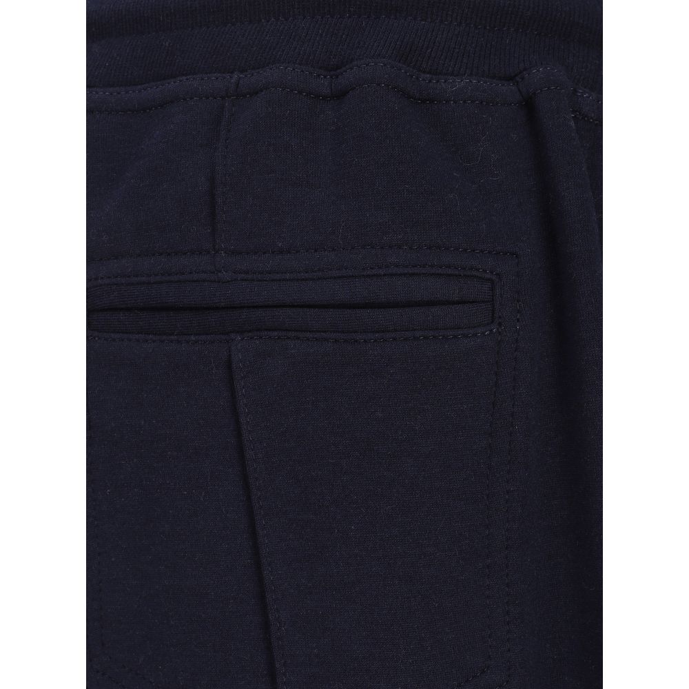 Jogger Sweatpants by Brunello Cucinelli for men in polyamide silk cotton & capra leather blue features an dynamic relaxed-fit & regular-fit with long, , and functional seamless for an dynamic silhouette.