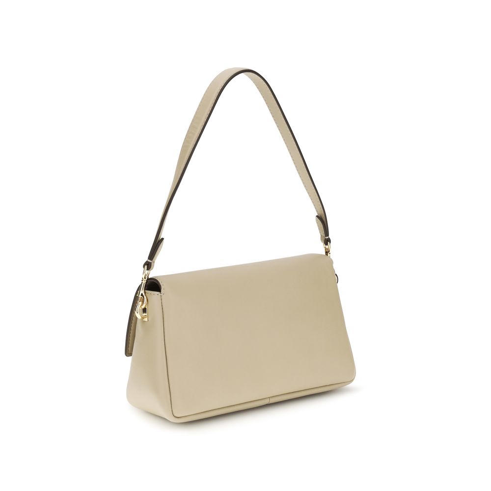 Small Shoulder Bag by Tory Burch for women in bos taurus calf leather beige & signature features a distinguished silhouette, showcasing a secure zipper & magnetic and distinguished with versatile shoulder-strap for a distinguished finish.