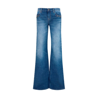 Jeans by Gucci for women in stretch denim cotton blue features an sophisticated low rise and flared & slim with a precise long, creating a sophisticated and sophisticated silhouette.