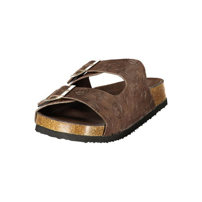 Flat Sandals by Laura Biagiotti for women in polyurethane brown features an statuesque Women's Polyurethane Flat Sandals silhouette with a refined flat and elegant .