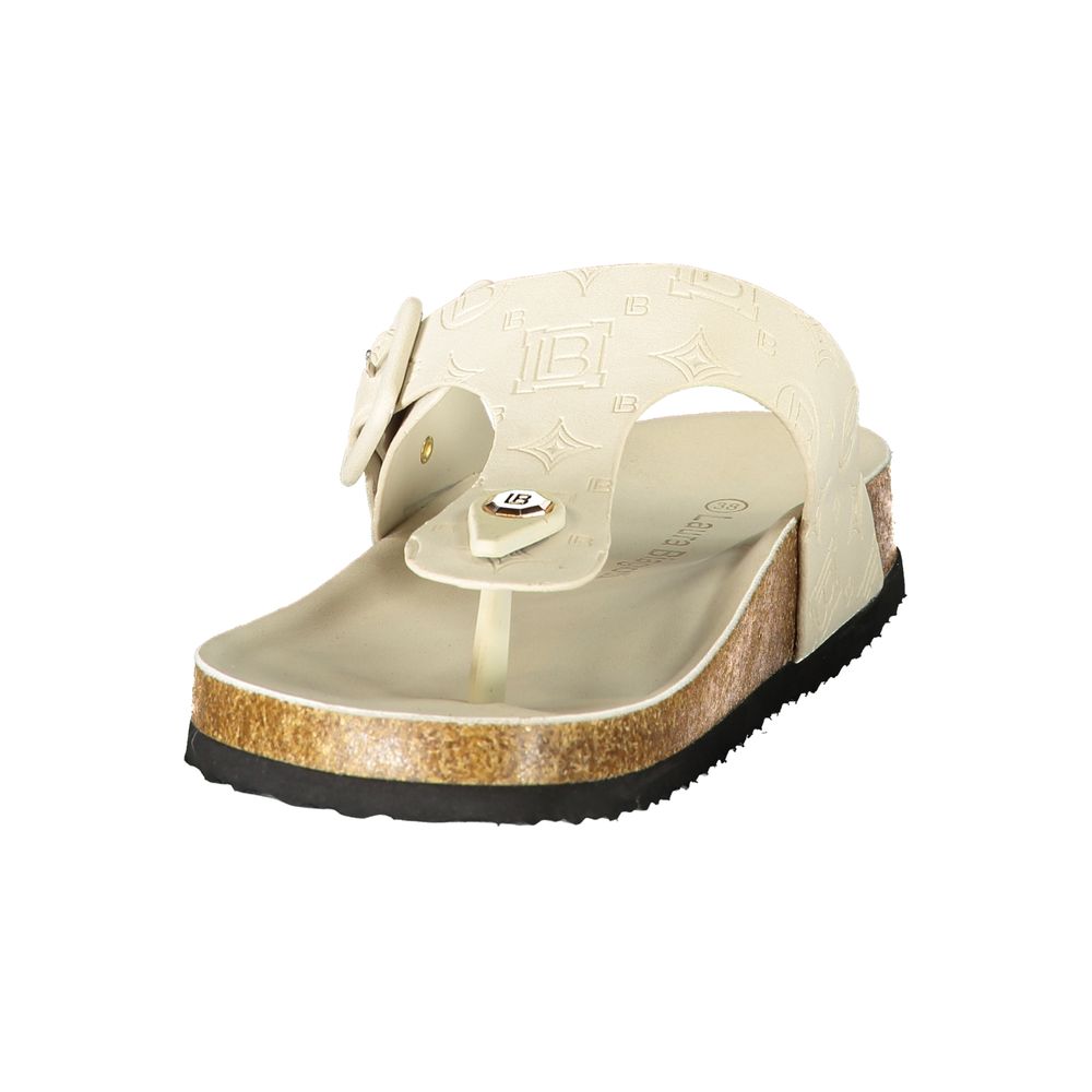 Flip-Flop Sandals by Laura Biagiotti for women in polyurethane and white presents a sculptural silhouette, showcasing the signature style of the Women's Polyurethane Flip-Flop Sandals with a sculptural and sculptural .