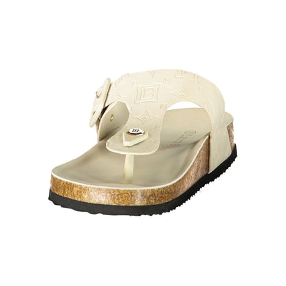 Flip-Flop Sandals by Laura Biagiotti for women in polyurethane and white presents a sculptural silhouette, showcasing the signature style of the Women's Polyurethane Flip-Flop Sandals with a sculptural and sculptural .