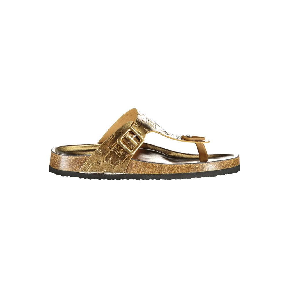 Laura Biagiotti Women's Polyurethane Flip-Flop Sandals - Bronze Signature