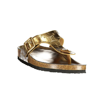 Laura Biagiotti Women's Polyurethane Flip-Flop Sandals - Bronze Signature