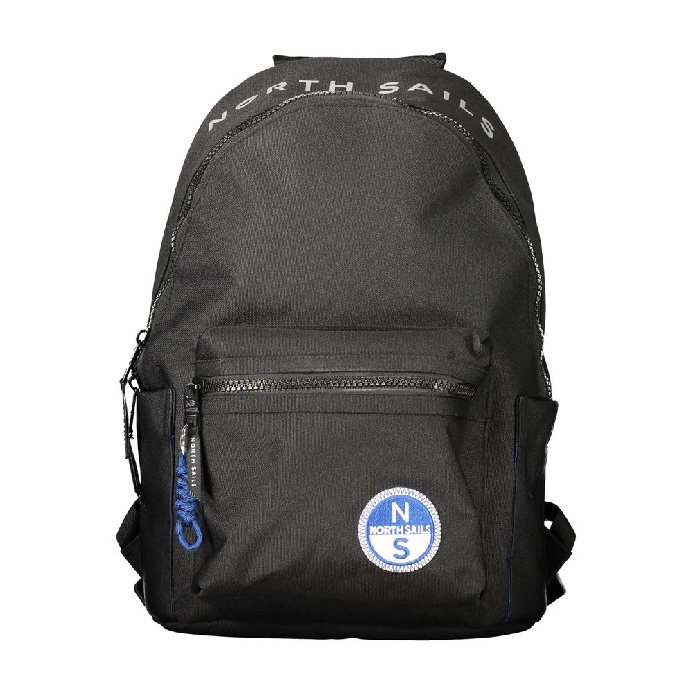 Backpack by North Sails for men in polyester black & print features an stately silhouette from the Polyester Backpack range, with a secure zipper, ample external-pockets & laptop-compartment, and versatile handle, backpack-strap & adjustable-strap.