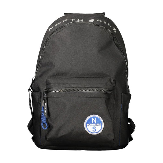 Backpack by North Sails for men in polyester black & print features an stately silhouette from the Polyester Backpack range, with a secure zipper, ample external-pockets & laptop-compartment, and versatile handle, backpack-strap & adjustable-strap.