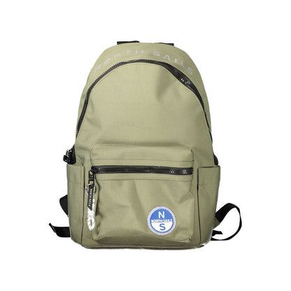 Backpack by North Sails for men in polyester green & print features a refined silhouette, showcasing the Polyester Backpack design with a secure zipper, ample external-pockets & laptop-compartment, and versatile handle, backpack-strap & adjustable-strap.