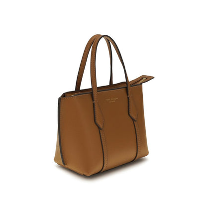 Mini Tote Shoulder Bag by Tory Burch for women in bos taurus calf leather brown showcases a enviable silhouette, artfully detailed with a secure zipper, organized , and versatile shoulder-strap & handle for a enviable look.