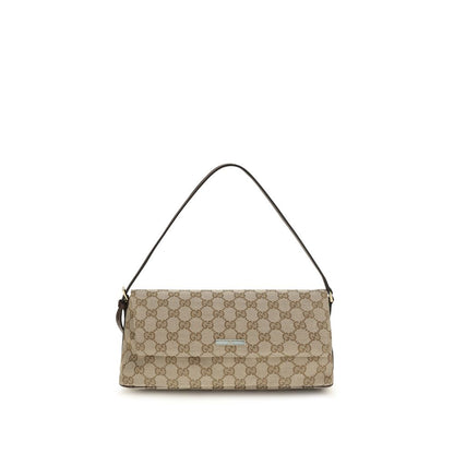 Medium Shoulder Handbag by Gucci for women in leather blue, brown, gold & patterned features an refined silhouette, showcasing a secure snap, zipper & magnetic, ample , and versatile shoulder-strap & adjustable-strap for a sophisticated refined aesthetic.