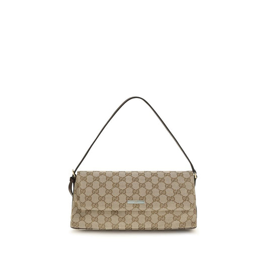 Medium Shoulder Handbag by Gucci for women in leather blue, brown, gold & patterned features an refined silhouette, showcasing a secure snap, zipper & magnetic, ample , and versatile shoulder-strap & adjustable-strap for a sophisticated refined aesthetic.