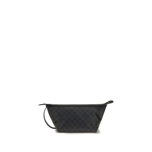 Mini Drawstring Clutch Handbag by Gucci for women in leather black features a architectural silhouette, showcasing a secure zipper, ample , and versatile handle & wristlet for a architectural finish.
