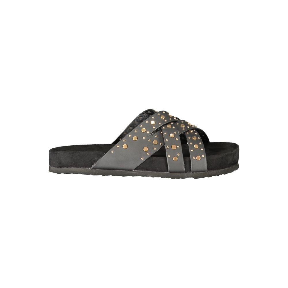 Flat Sandals by Laura Biagiotti for women in polyester & polyurethane black & signature features an architectural design from the City Women's Polyester & Polyurethane Flat Sandals collection, defined by a architectural flat and for a architectural finish.
