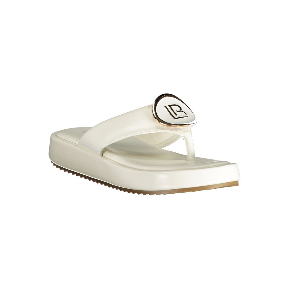 Flip-Flop Sandals by Laura Biagiotti for women in polyurethane white showcases a sculptural silhouette as Women's Polyurethane Flip-Flop Sandals, defined by a sculptural and sculptural for a sculptural look.