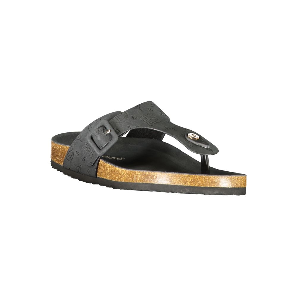 Flip-Flop Sandals by Laura Biagiotti for women in polyurethane black presents a sculptural silhouette, showcasing the Women's Polyurethane Flip-Flop Sandals design with a sculptural and for a premium look.
