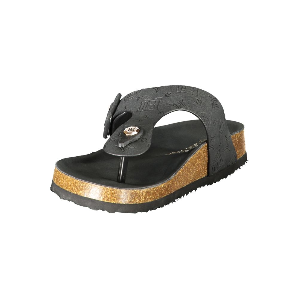 Flip-Flop Sandals by Laura Biagiotti for women in polyurethane black features an architectural silhouette, showcasing the architectural Women's Polyurethane Flip-Flop Sandals with a and .