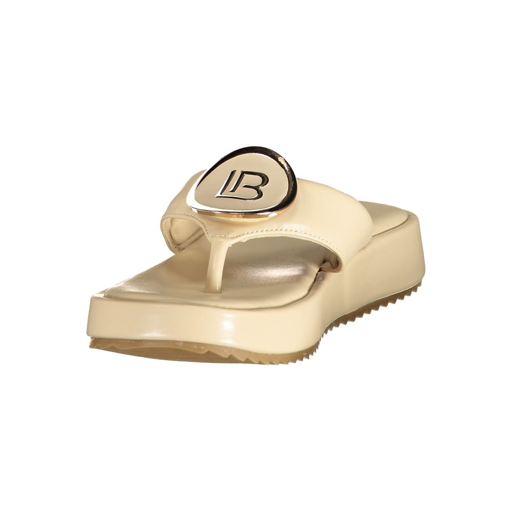 Flip-Flop Sandals by Laura Biagiotti for women in polyurethane beige presents a sculptural silhouette, showcasing the Women's Polyurethane Flip-Flop Sandals design with a sculptural and for a premium look.