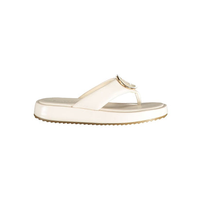 Flip-Flop Sandals by Laura Biagiotti for women in polyurethane white features an architectural silhouette, showcasing the architectural Crisp Women's Polyurethane Flip-Flop Sandals with a and .