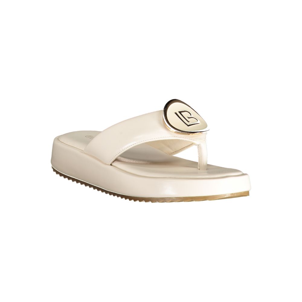 Flip-Flop Sandals by Laura Biagiotti for women in polyurethane and white presents a sculptural silhouette, showcasing the signature style of the Crisp Women's Polyurethane Flip-Flop Sandals with a sculptural and sculptural .