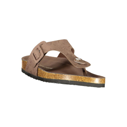 Flat Flip-Flop Sandals by Laura Biagiotti for women in polyurethane brown showcases a sculptural silhouette as Women's Polyurethane Flat Flip-Flop Sandals, defined by a sculptural flat and sculptural for a sculptural look.