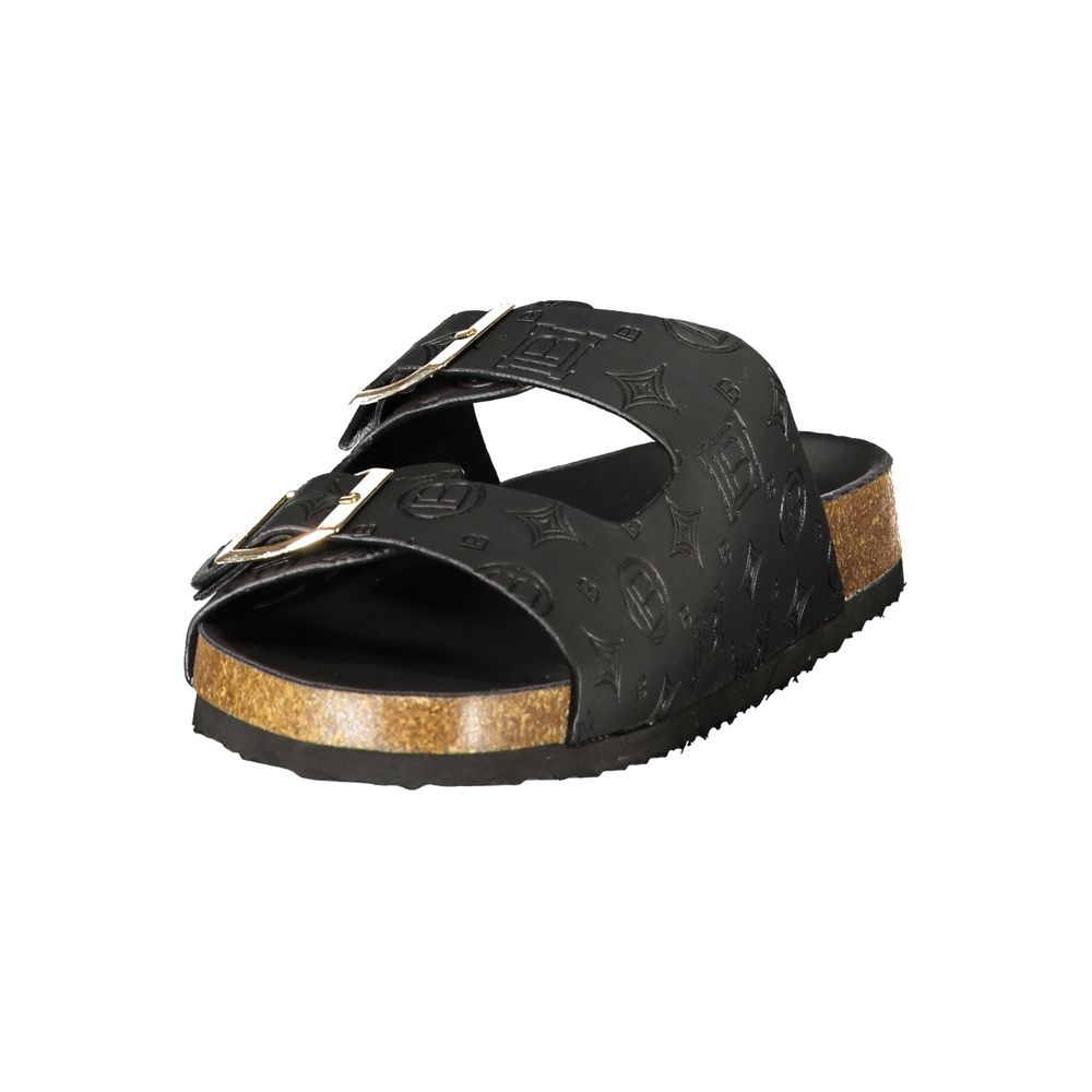 Flat Sandals by Laura Biagiotti for women in polyurethane black features an architectural design from the Women's Polyurethane Flat Sandals collection, defined by a architectural flat and for a architectural finish.