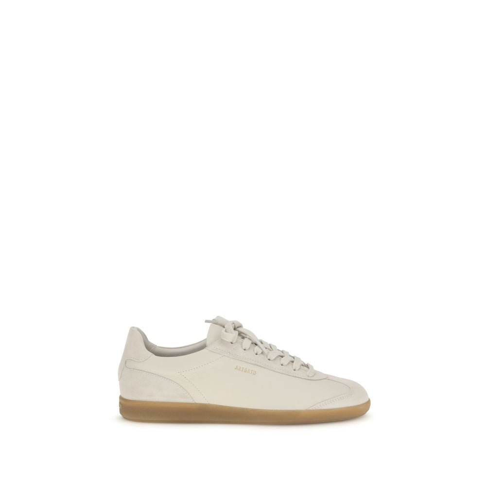 Sneakers by Axel Arigato for men in bos taurus calf suede leather beige & gold features a chic design, perfectly showcasing the chic low-top style of this Men's Low Top Bos Taurus Calf Suede Leather Sneakers.