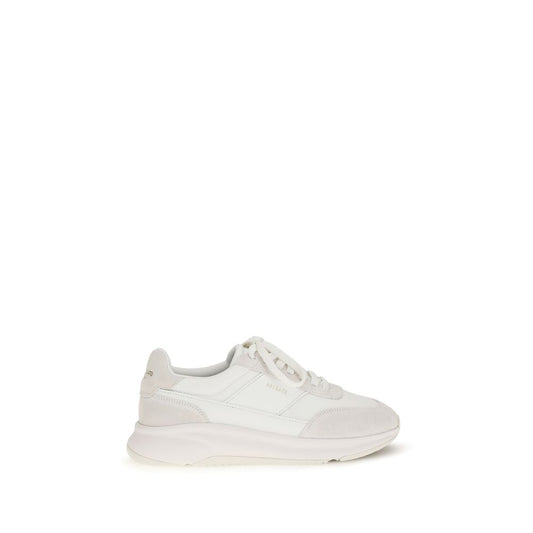 Athletic Sneakers by Axel Arigato for men in bos taurus suede calf leather gold & white showcases a architectural silhouette, artfully capturing the essence of the Men's Athletic Bos Taurus Suede Calf Leather Sneakers with its signature architectural athletic style construction.